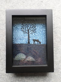 Downeast Night 6" x 8" Hand-Embroidered Crewel Wall Art