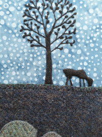 Downeast Night 6" x 8" Hand-Embroidered Crewel Wall Art
