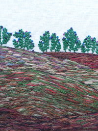 11" x 13" Wild Maine Blueberry Barren Hand-Embroidered Crewel Wall Art