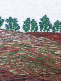 11" x 13" Wild Maine Blueberry Barren Hand-Embroidered Crewel Wall Art