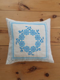 Vintage Swedish Cross-Stitch, Upcycled Linen Cushion