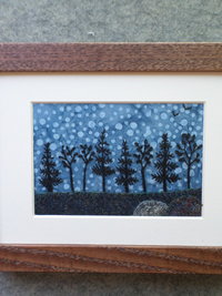 5" x 7" Downeast Night Hand-Embroidered Crewel Wall Art
