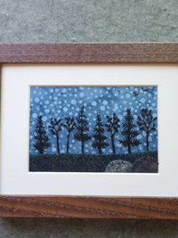 5" x 7" Downeast Night Hand-Embroidered Crewel Wall Art
