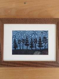 5" x 7" Downeast Night Hand-Embroidered Crewel Wall Art