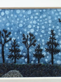 5" x 7" Downeast Night Hand-Embroidered Crewel Wall Art