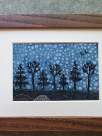 5" x 7" Downeast Night Hand-Embroidered Crewel Wall Art