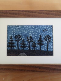 5" x 7" Downeast Night Hand-Embroidered Crewel Wall Art