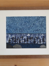 11" x 14" Downeast Night Hand-Embroidered Crewel Wall Art