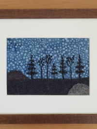 8" x 10" Downeast Night Hand-Embroidered Crewel Wall Art