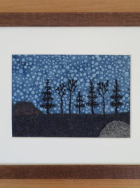 8" x 10" Downeast Night Hand-Embroidered Crewel Wall Art