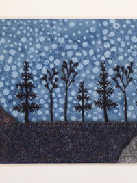 8" x 10" Downeast Night Hand-Embroidered Crewel Wall Art