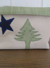 Maine Flag Hand Embroidered Canvas Fabric Basket