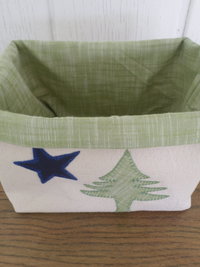 Maine Flag Hand Embroidered Canvas Fabric Basket