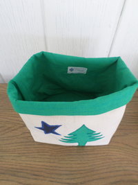 Maine Flag Hand Embroidered Canvas Fabric Basket