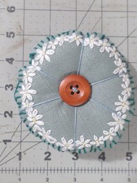Linen Pincushion with Hand Embroidered Daisies