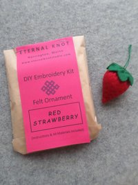 Strawberry Felt Holiday Ornament DIY Kit 