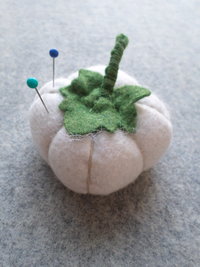 Gourd Felt Pincushion, White Pumpkin 
