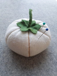 Gourd Felt Pincushion, White Pumpkin 
