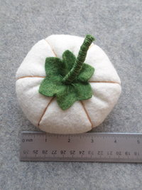 Gourd Felt Pincushion, White Pumpkin 