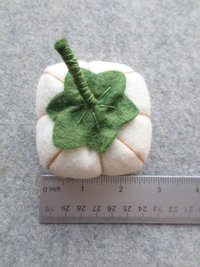 Gourd Felt Pincushion, White Pumpkin 
