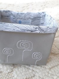 Hand Embroidered Canvas Fabric Basket