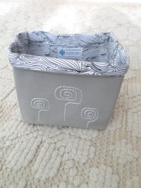 Hand Embroidered Canvas Fabric Basket