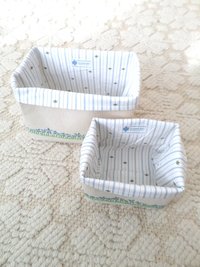 Daisies Hand Embroidered Canvas Fabric Basket