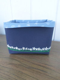 Daisies Hand Embroidered Canvas Fabric Basket