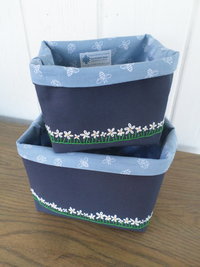 Daisies Hand Embroidered Canvas Fabric Basket