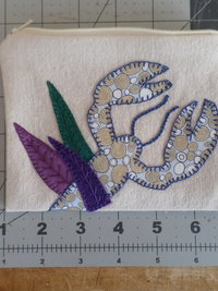 Maine Lobster Zip Bag, Hand Embroidered Coin Purse