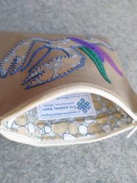 Maine Lobster Zip Bag, Hand Embroidered Coin Purse