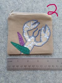 Maine Lobster Zip Bag, Hand Embroidered Coin Purse