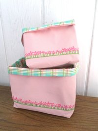 Daisies Hand Embroidered Canvas Fabric Basket