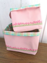 Daisies Hand Embroidered Canvas Fabric Basket