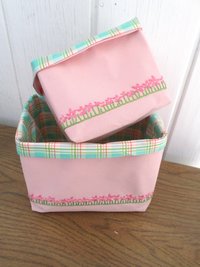 Daisies Hand Embroidered Canvas Fabric Basket