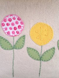 Spring Flowers Hand Embroidered Canvas Fabric Basket