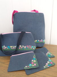 Wildflowers Hand Embroidered Linen Hand Bag