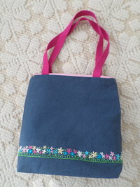 Wildflowers Hand Embroidered Linen Shoulder Tote Bag