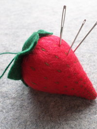 White Strawberry Emery Pincushion