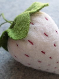 White Strawberry Emery Pincushion