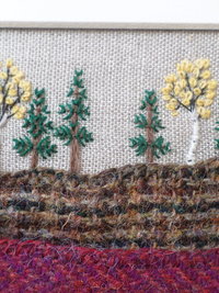 Downeast Autumn 8" x 10" Hand-Embroidered Crewel Wall Art