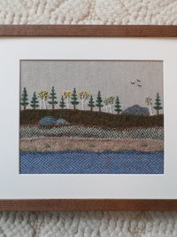 11" x 14" Downeast Autumn Hand-Embroidered Crewel Wall Art