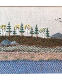11" x 14" Downeast Autumn Hand-Embroidered Crewel Wall Art