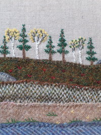11" x 14" Downeast Autumn Hand-Embroidered Crewel Wall Art
