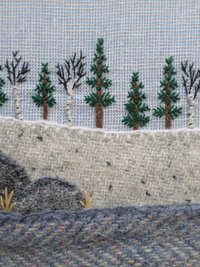Downeast Winter Landscape 8" x 10" Hand Embroidered Crewel Wall Art