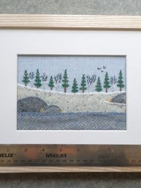 Downeast Winter Landscape 8" x 10" Hand Embroidered Crewel Wall Art