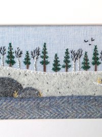 Downeast Winter Landscape 8" x 10" Hand Embroidered Crewel Wall Art