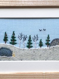Downeast Winter 5" x 7" Landscape Hand Embroidered Crewel Wall Art