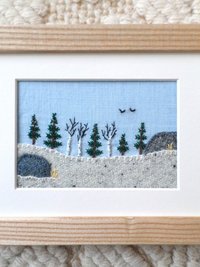 Downeast Winter 5" x 7" Landscape Hand Embroidered Crewel Wall Art