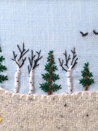 Downeast Winter 5" x 7" Landscape Hand Embroidered Crewel Wall Art